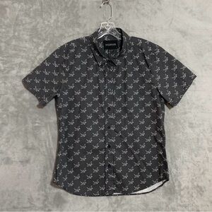 Wildfang Button down shirt, grey crane pattern